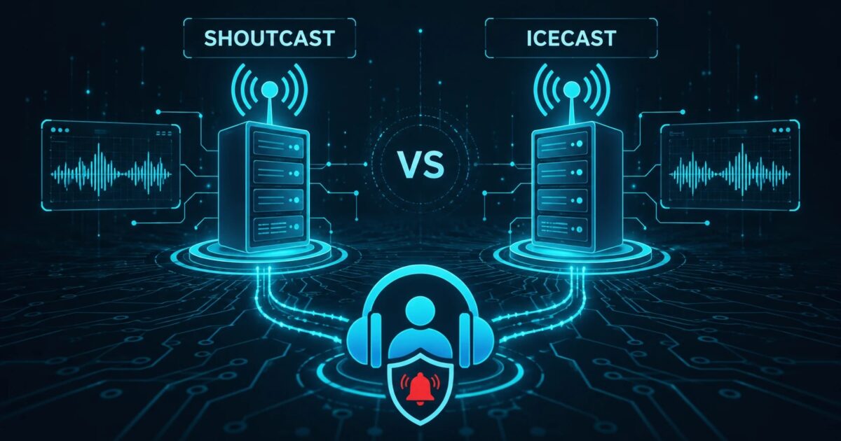 Title graphic reading SHOUTCAST VS ICECAST